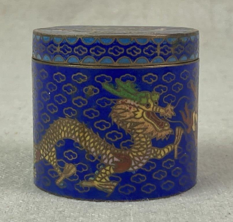 Chinese Dragon Cloisonne Trinket Box - 4