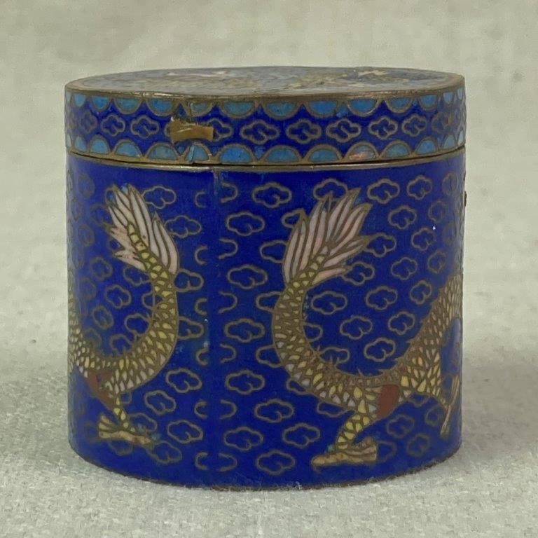 Chinese Dragon Cloisonne Trinket Box - 5