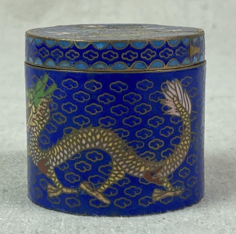 Chinese Dragon Cloisonne Trinket Box - 6