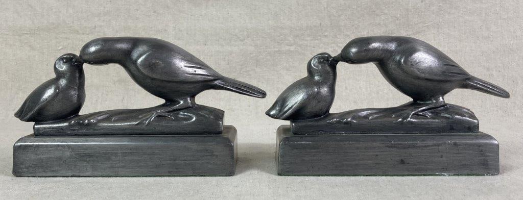 Cast Metal Feeding Bird Bookends - 4