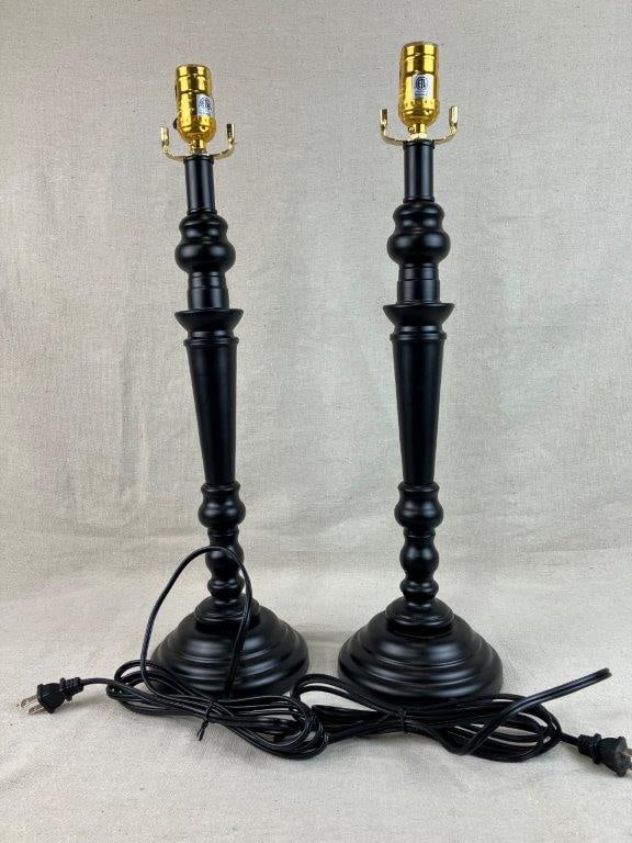 Pair of Black Candlestick Lamps - 5