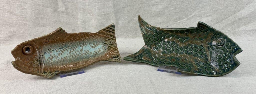 Two Studio Pottery Fish Form Trays - 2