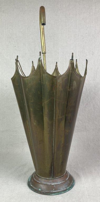 Mid-Century Modern Brass Umbrella Motif Stand - 3