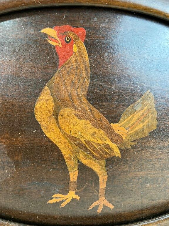 Rooster Mahogany Marquetry Serving Tray - 2