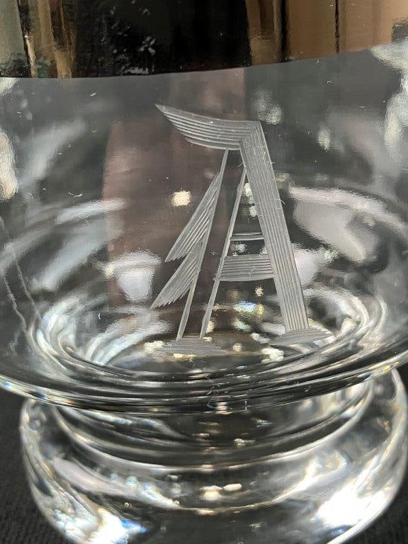 Mid Century Modern Etched Glass and Silver Rimmed Rocks Glasses - 4