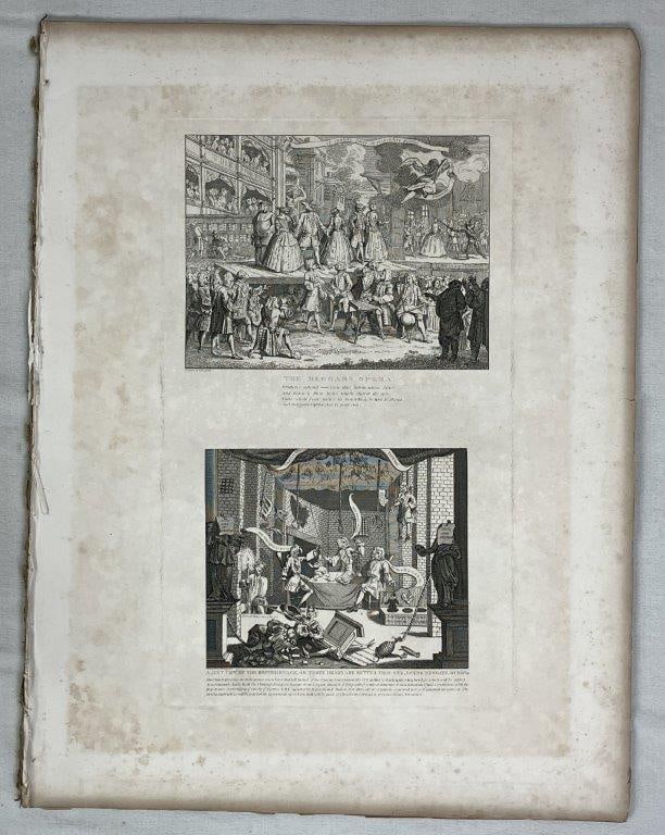 Twelve Folio Engravings after William Hogarth: Series derived from the work of William Hogarth (1697–1764), the English artist celebrated for moralizing genre scenes depicting the follies and social issues of his generation. These prints