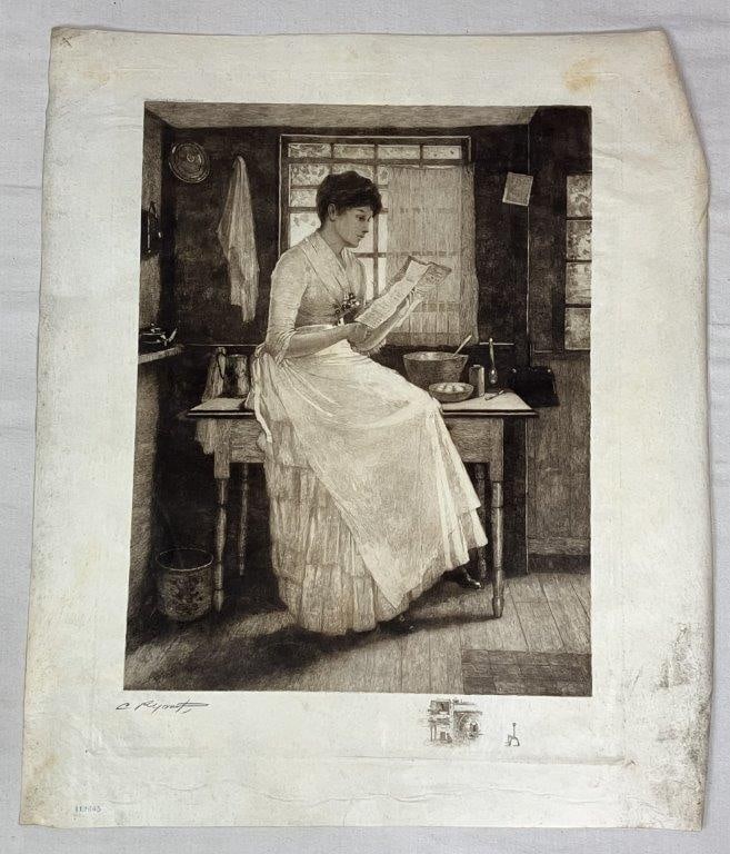 Seven 19th Century Signed Engravings with One Watercolor Painting - 15