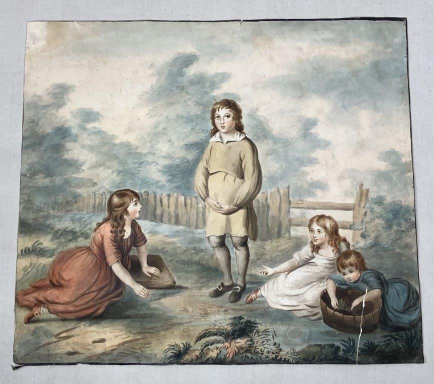 Seven 19th Century Signed Engravings with One Watercolor Painting - 6