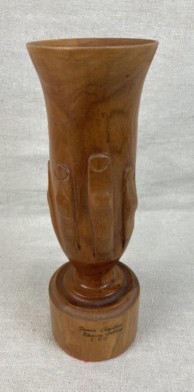 Pitcairn Island Folk Art Carved Vase - 2