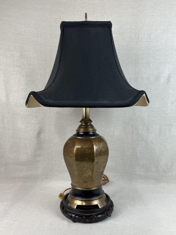Mid Century Modern Faceted Brass Lamp - 2