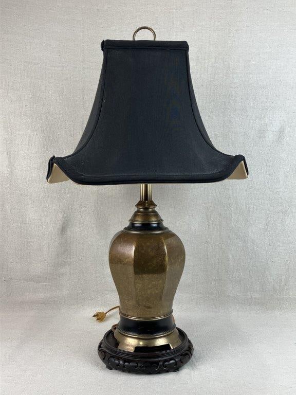 Mid Century Modern Faceted Brass Lamp - 4