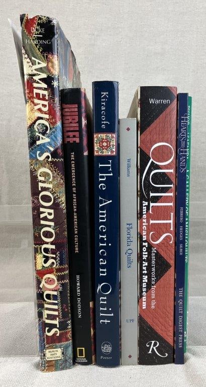 Six Quilt Books: A curated group of scholarly and visual guides celebrating the history and artistry of American quilting. This grouping includes A Gallery of Amish Quilts and America's Glorious Quilts, among other
