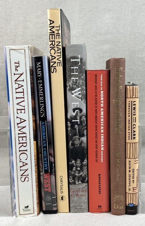 Seven Books on Native Americans and the West: A diverse group of historical and aesthetic references focusing on the indigenous cultures and frontier history of North America. Notable titles include The Native Americans, American Country West,