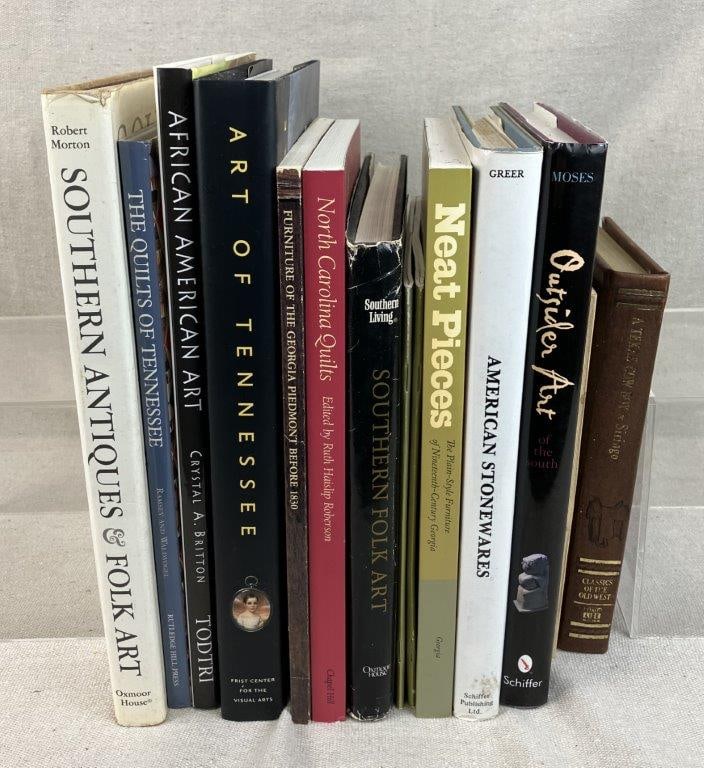 Thirteen Southern Art and Decorative Art Books: An extensive scholarly group documenting the rich and diverse creative traditions of the American South. This significant grouping includes foundational reference works such as Southern Antiques and