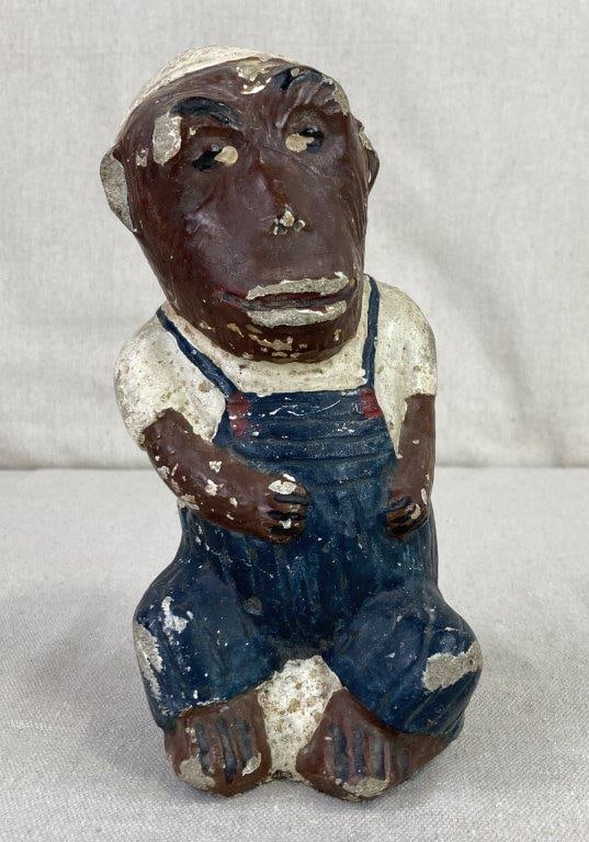 Polychromed Folk Art Monkey Figure - 2