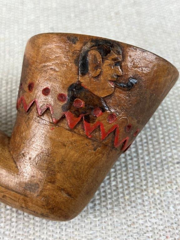 Polychromed Folk Art Figural Leg Pipe - 3