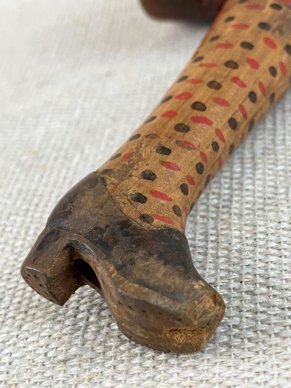 Polychromed Folk Art Figural Leg Pipe - 5