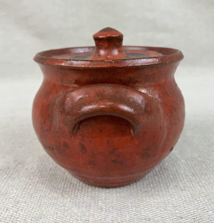 Chrome Red Cole Pottery Miniature Bean Pot - 3