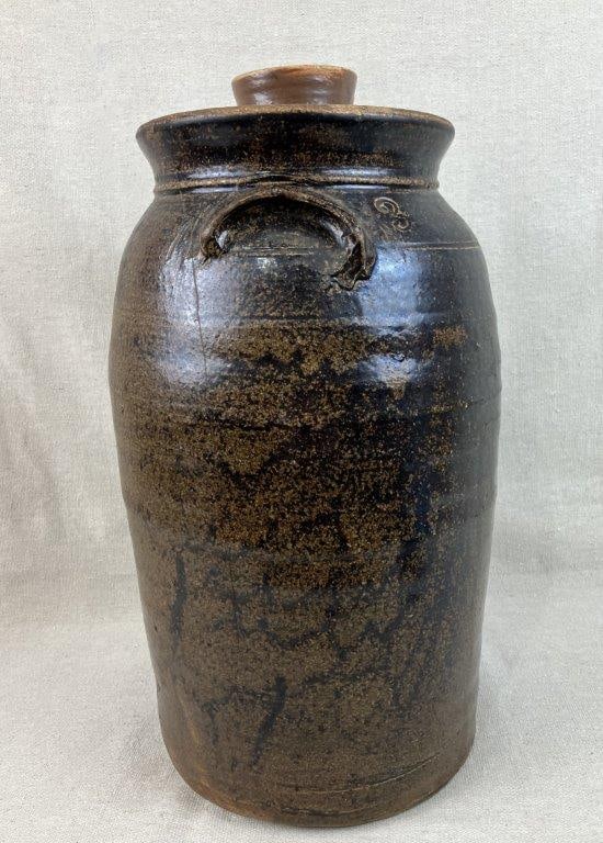 Glazed 3 Gallon Stoneware Churn - 4