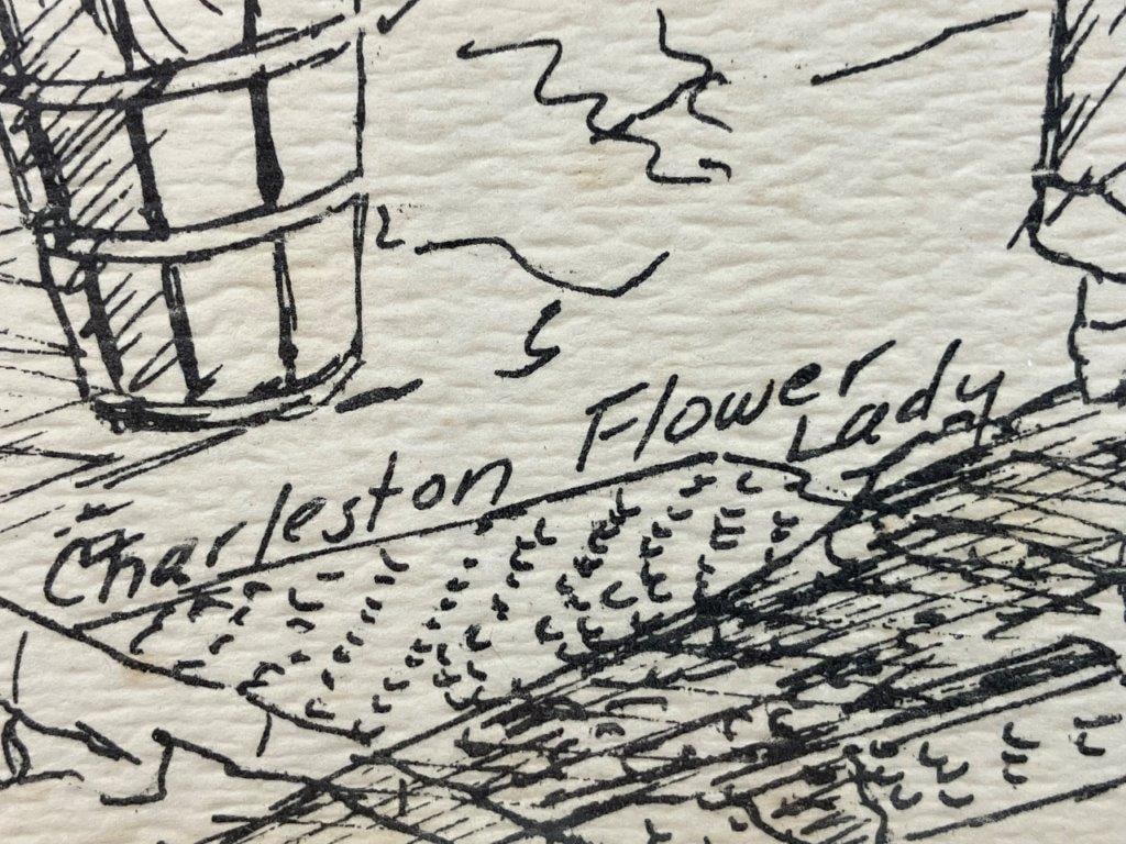 Patsy Tidwell Charleston Flower Lady Pen and Ink Drawing - 3