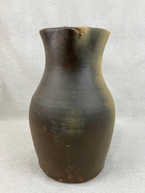 Brown Pottery Glazed Stoneware Pitcher - 3