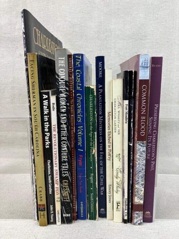 Assortment of 14 Southern Historical Books Included Signed Volumes: One signed A Walk in the Past by John R. Young and one signed The Coastal Chronicles Volume I by Jack E. Fryar Jr. Group of fourteen Southern historical books including titles such as Fort Moultrie,