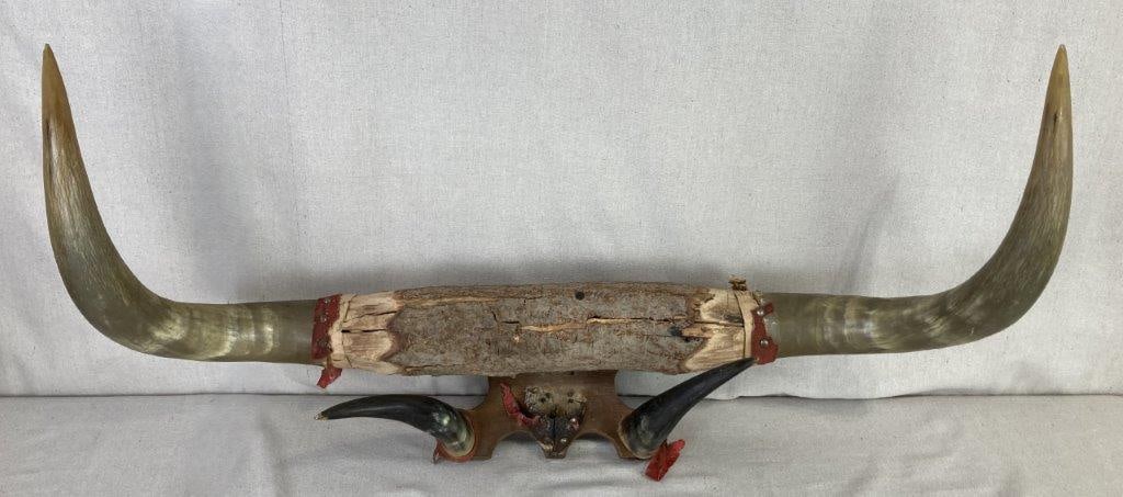 Folk Art Steer Horn Plaque (1 of 5)