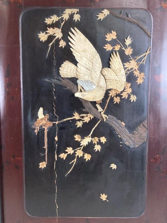 Carved Chinese Eagle Screen - 2