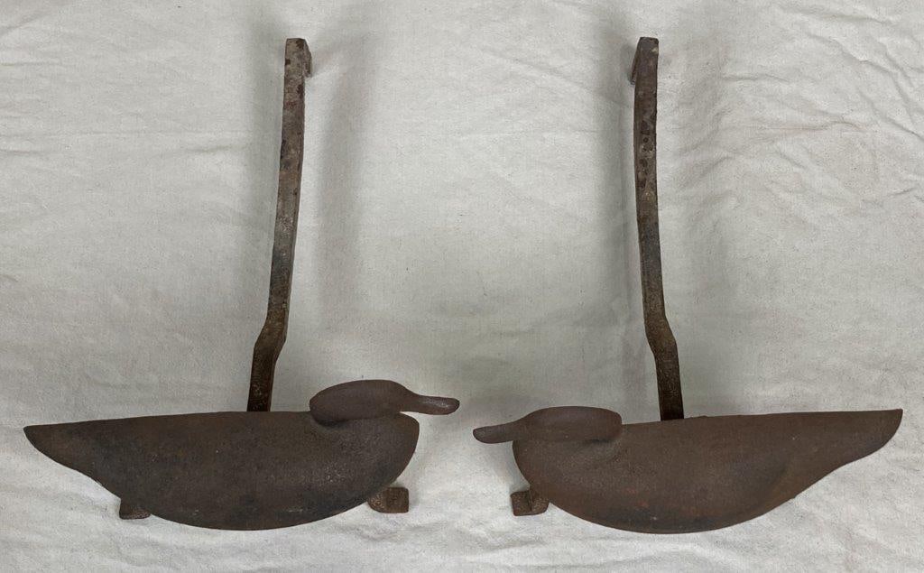 Cast Iron Duck Andirons - 2
