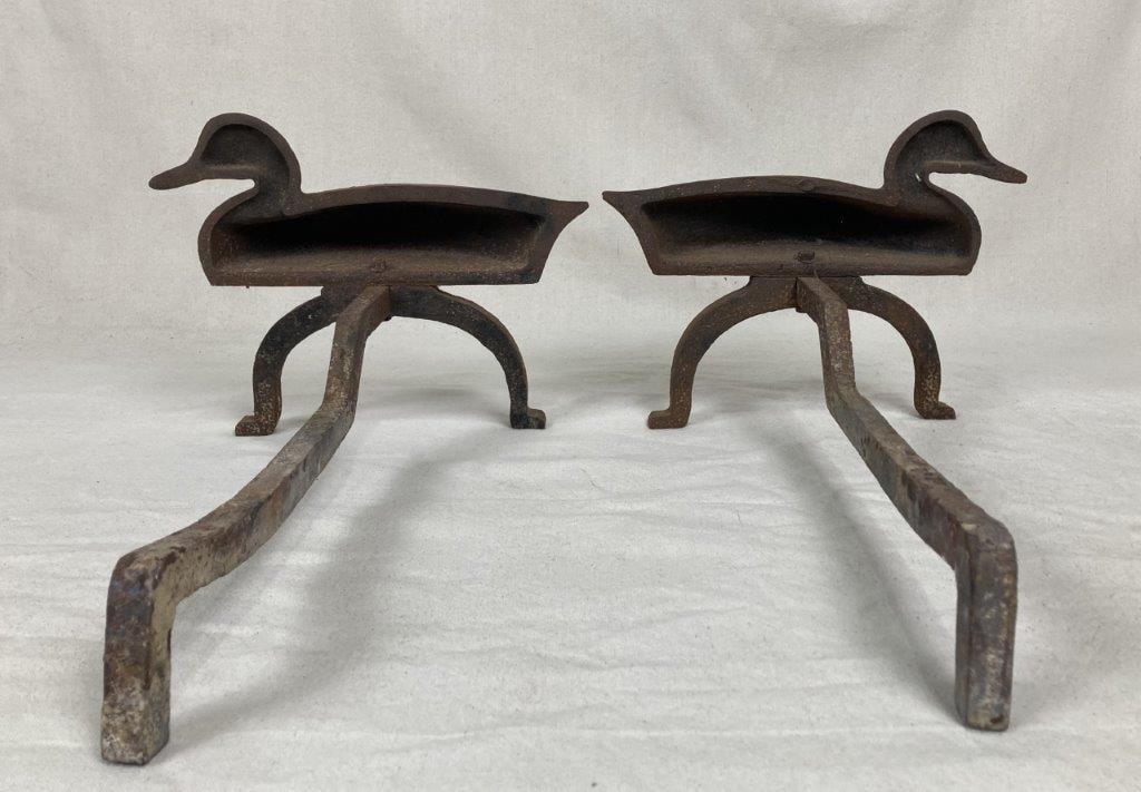 Cast Iron Duck Andirons - 3