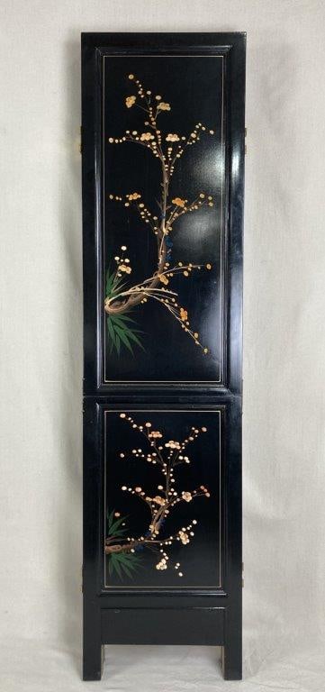 Chinese Black Lacquer Folding Screen - 8