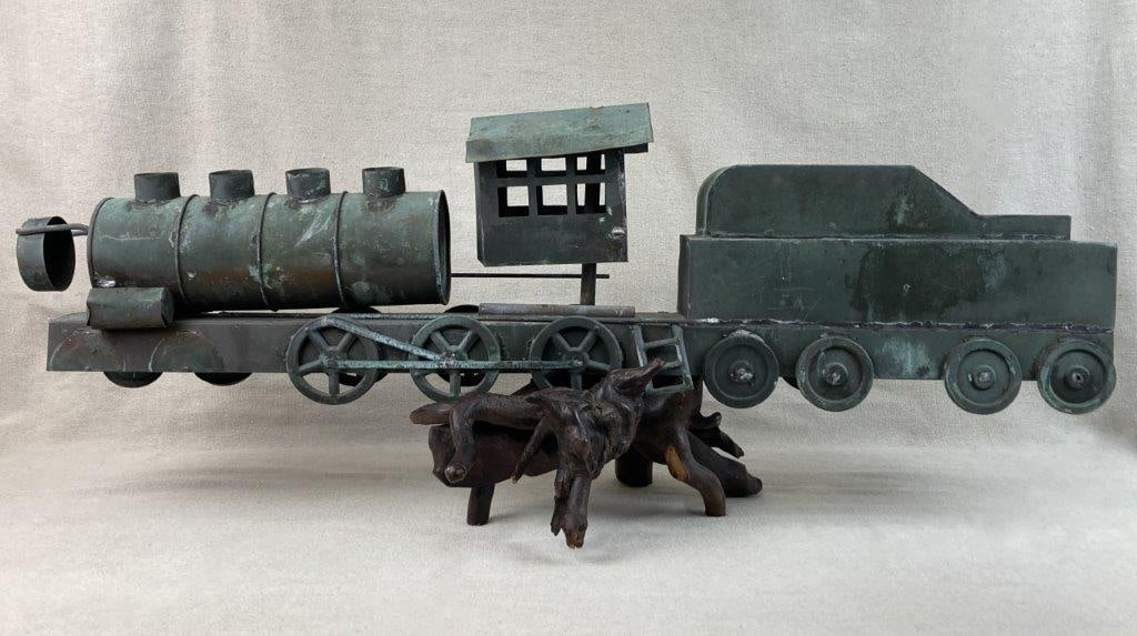 Folk Art Steel Train Sculpture - 3