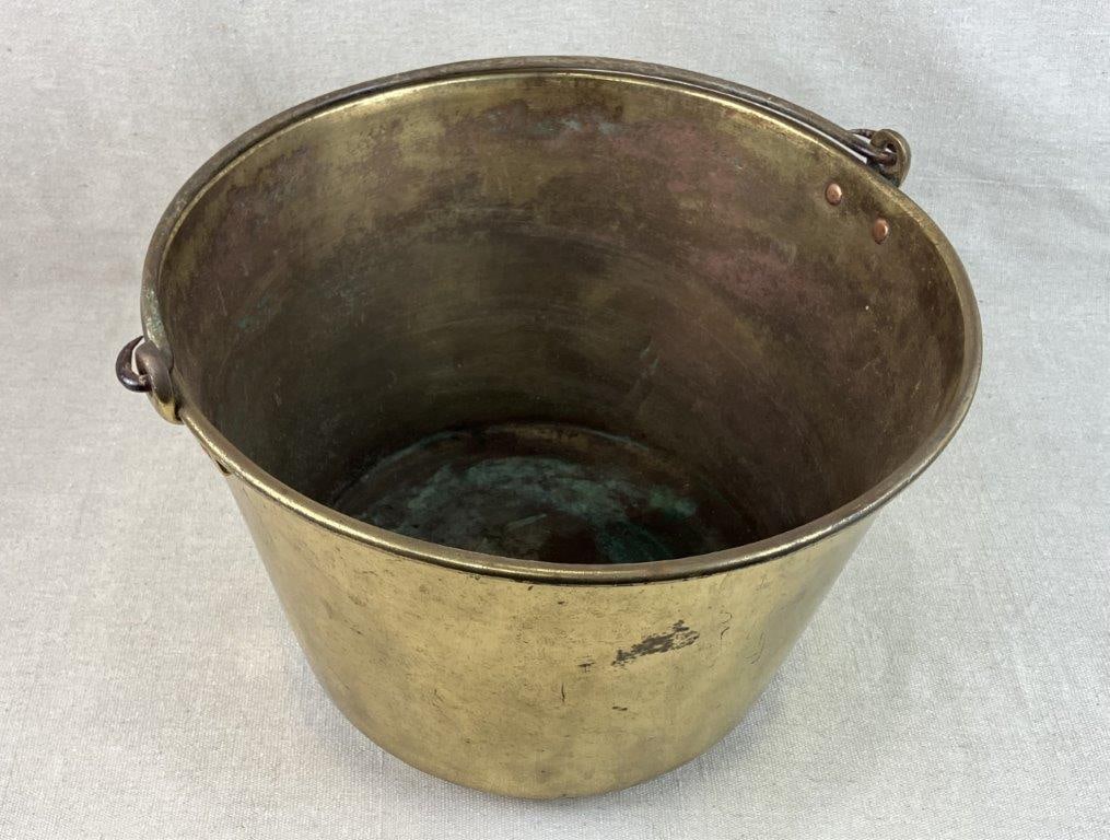 19th Century Brass Bucket with Wrought Handle - 2