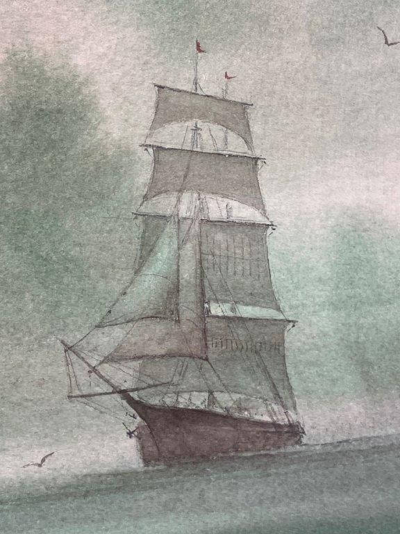 Ship at Sea Watercolor Painting - 4