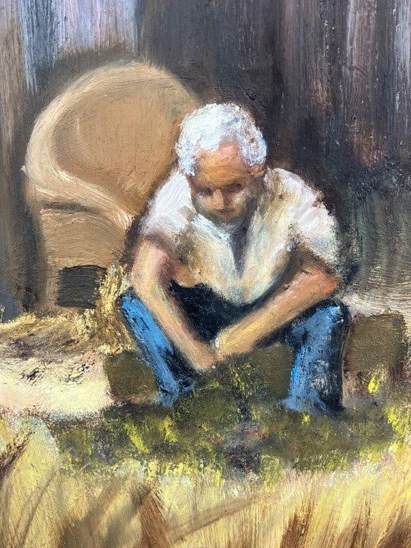 Coastal Beach House and Figure Oil Painting - 3