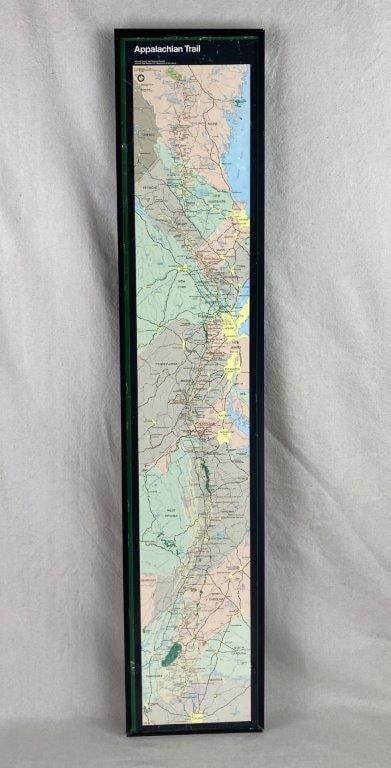 Appalachian Trail Poster Strip Map: This narrow vertical strip map provides a comprehensive visual journey of the Appalachian Trail, documenting its entire length from the northern terminus in Maine to the southern terminus in Georgia.