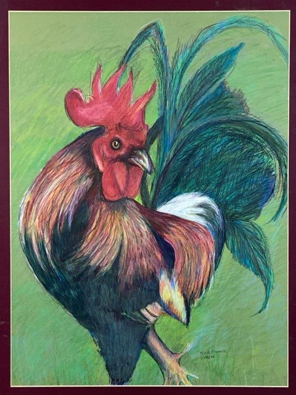 Rooster Oil Pastel Drawing - 2