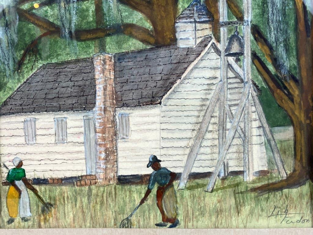 Lib Ferdon Black Americana Church Watercolor Painting - 2