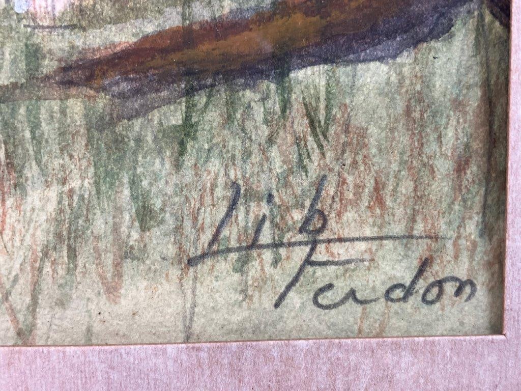 Lib Ferdon Black Americana Church Watercolor Painting - 3