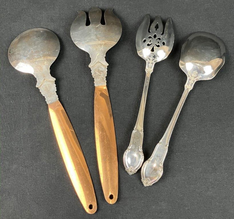 Silverplate and Copper Serving Flatware - 3