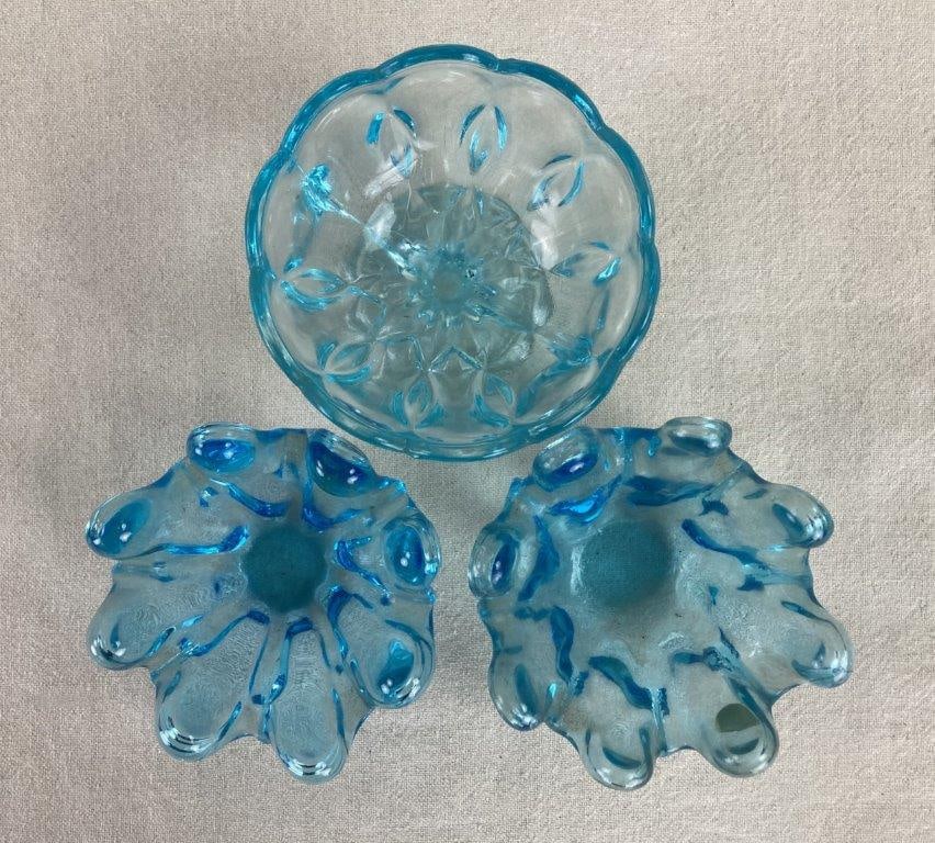 Art Glass Sherbet Dish and Bowls - 2