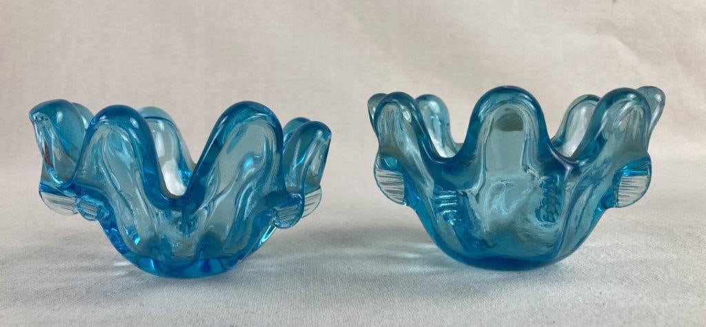 Art Glass Sherbet Dish and Bowls - 3