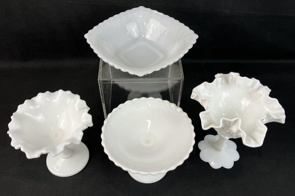 Four Pieces of Milk Glass Dishes - 2