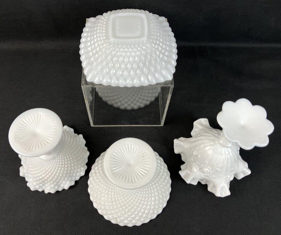 Four Pieces of Milk Glass Dishes - 3