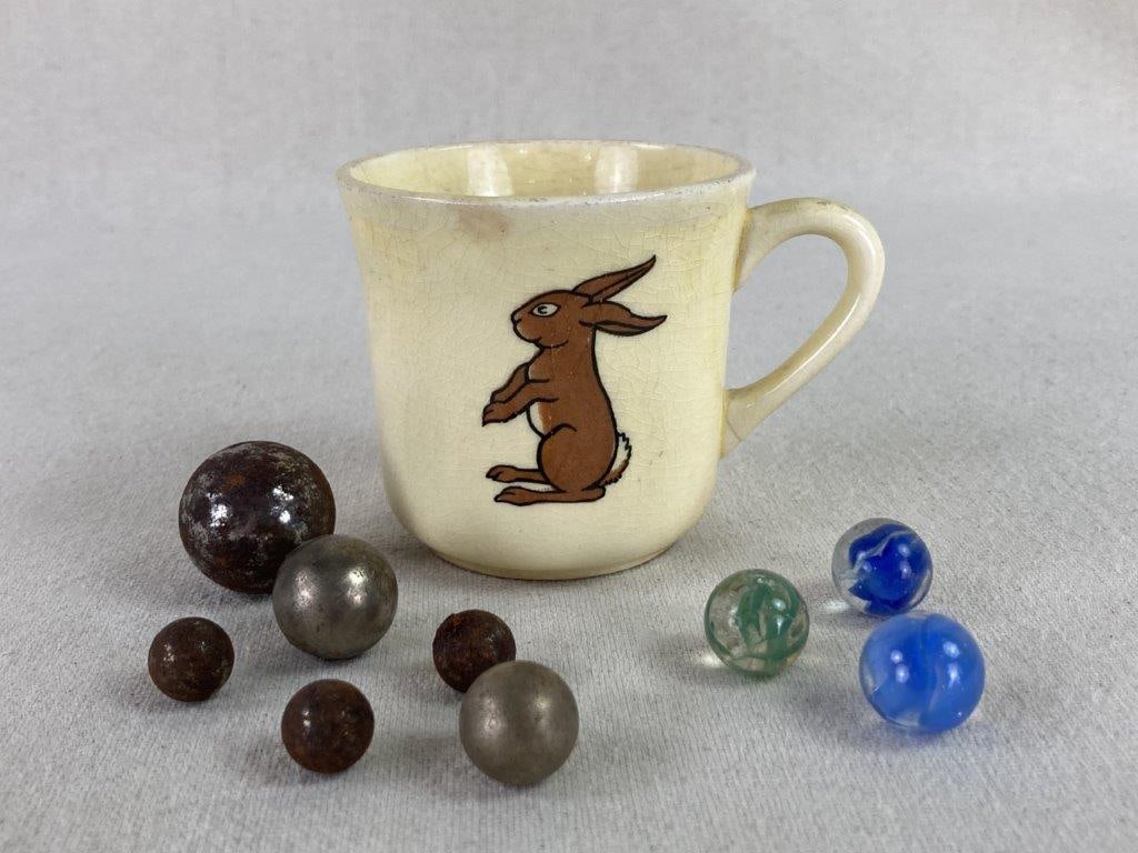 Rabbit and Dog Porcelain Tea Cup with Marbles (1 of 6)