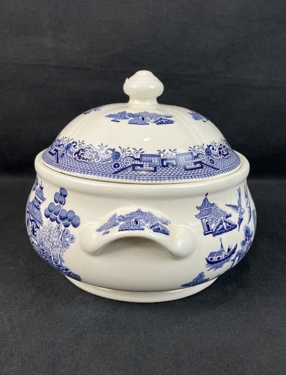 Blue Willow Blue and White Covered Dish - 2