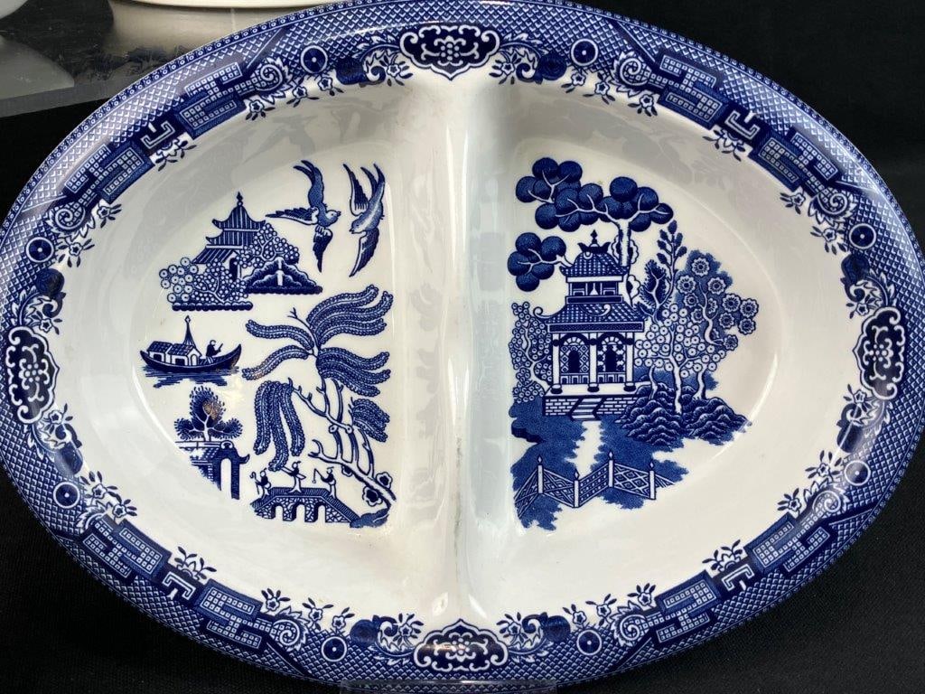 Four Blue Willow Blue and White China Pieces - 2