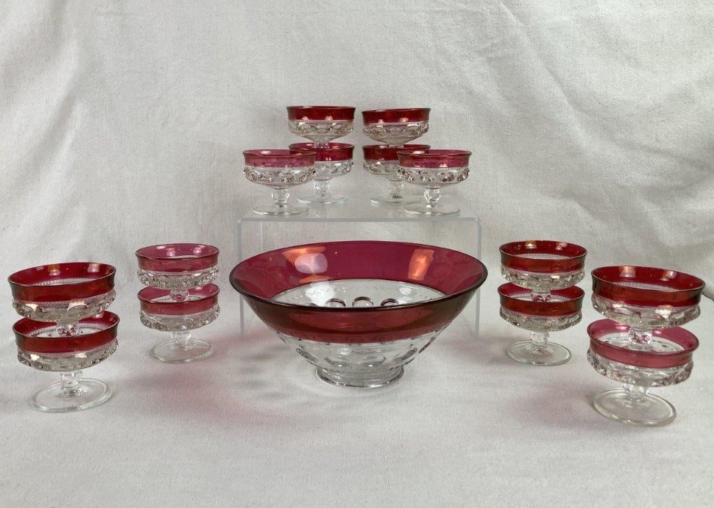 Red Kings Crown Sherbet Dishes with Bowl (1 of 9)
