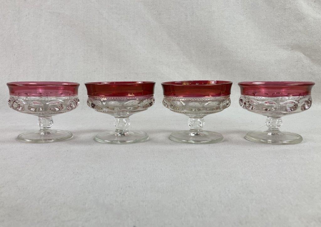 Red Kings Crown Sherbet Dishes with Bowl - 3