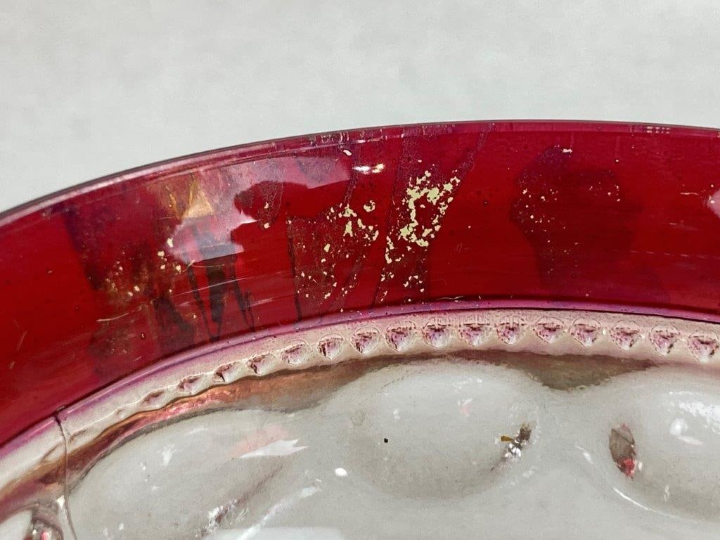 Red Kings Crown Sherbet Dishes with Bowl - 4